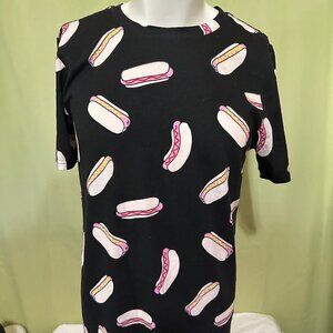 NWOT City Streets Hot Dog Design Men's Black T Shirt Medium